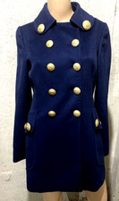 Dolce & Gabbana Military Double Breasted Blue Gold Dress Peacoat Coat 0 2 IT 38