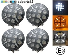 4 Phares Longue Portée LED Gabarit Blanc/Orange 12V 24V 120W E9 Camions VTT 4x4