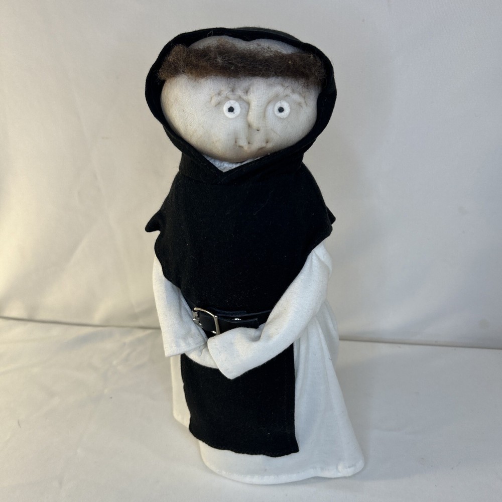 VTG Kitschy Handmade Nylon Pantyhose Monk Friar Sculpture Figurine 13.5 in