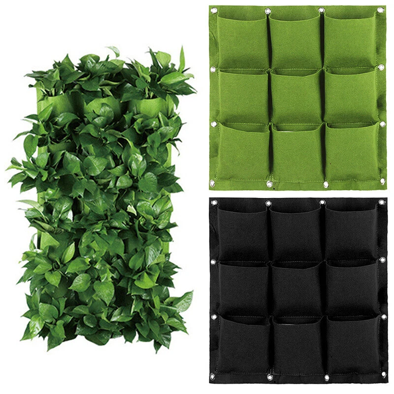 2-72 Pockets Vertical Flower Planter Grow Pouch Garden Wall Hanging Planting Bag - Image 2 of 4