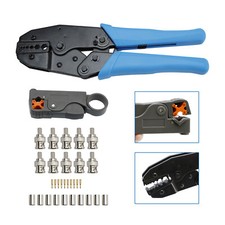 Coax RF/BNC Crimp Tools For RG59/RG6 With 10Pcs BNC Plug Crimp Connector Set US