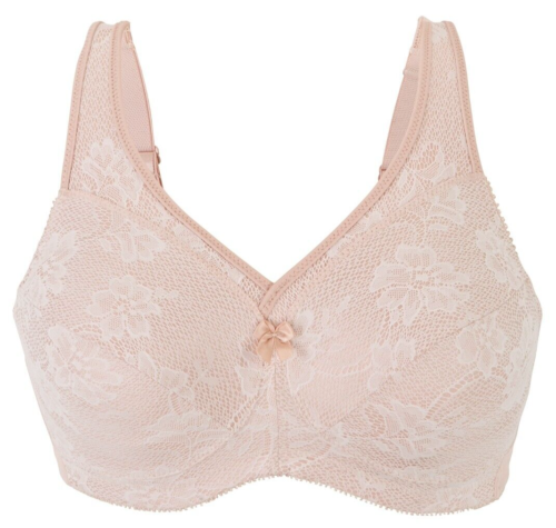 Glamorise MAGIC LIFT Bra 36B ~ All Over Lace Overlay ~ Smooths SUPPORT Nude NEW - 第 1/12 張圖片