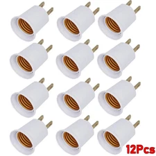 12Pcs 110V Outlet to E26/E27 Socket Adapter to Plug-In Light Bulb Socket Convert