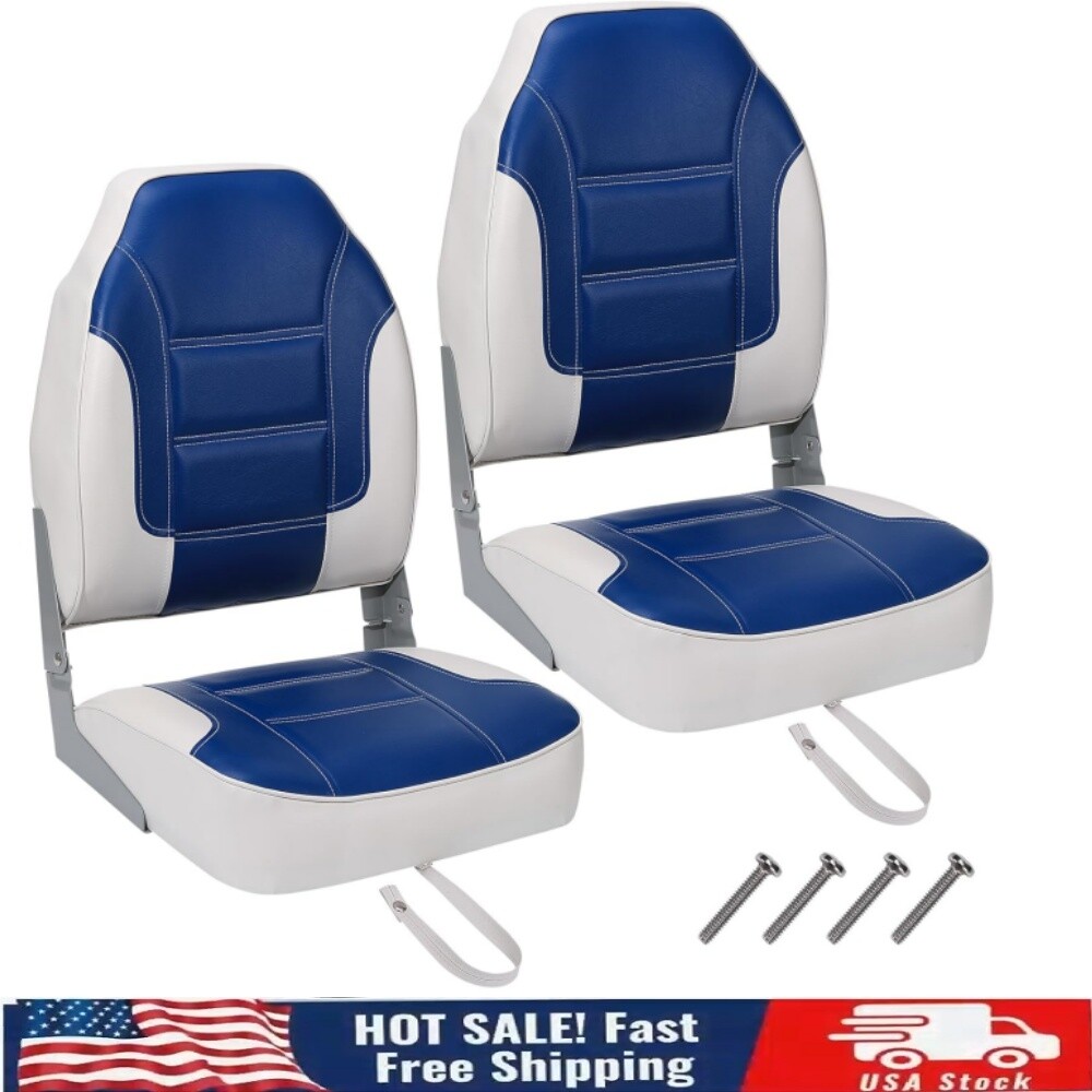 2 Pack Folding Boat Seats High Back Fishing Boat Seat Comfortable Boat Chairs