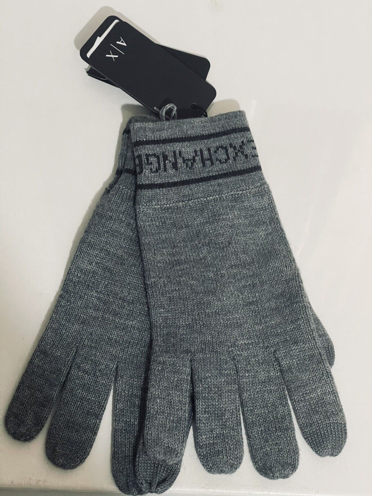 New New Free Shipping Armani Exchange AX Limited time for free shipping GLOVES Mens LOGO-KNIT