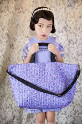 ANNA SUI mini Large LESSON TOTE BAG Reversible Black/Purple Mook