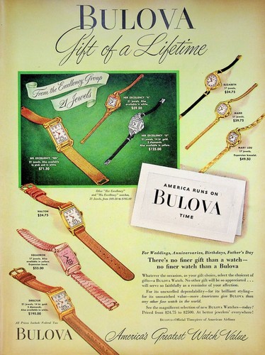 1948 Bulova Wrist Watch American Airlines Official Timepiece Vintage Print Ad - 第 1/2 張圖片