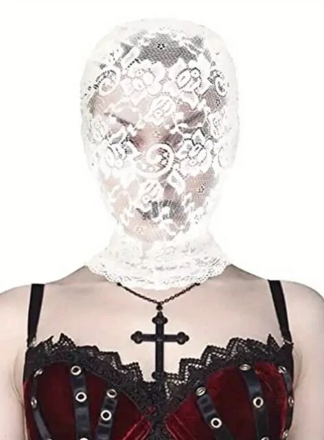 Máscara de mascarada de cabeza completa estilo gótico - encaje blanco Foto 4 de 4