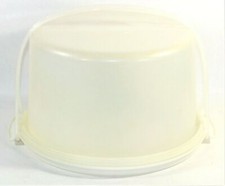 Vintage Tupperware Round Cake Taker White 683-1 and 684-1 With Handle Storage