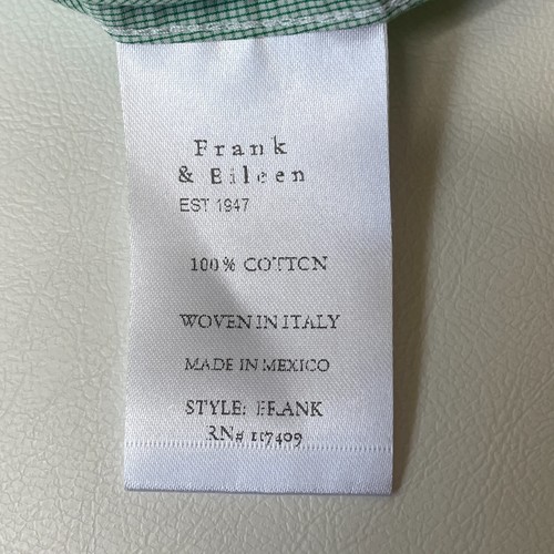 Frank & Eileen Frank Shirt Green Micro Check Cotton Made In Italy Button Size S - Bild 9 von 10