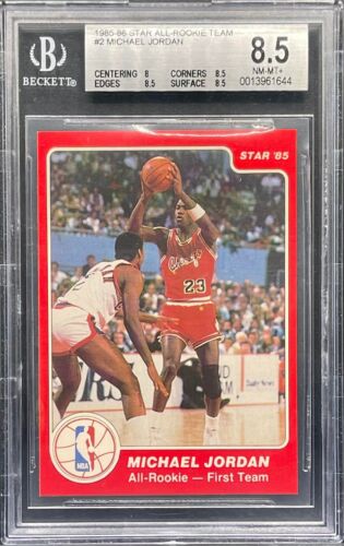 1985-86 Star All-Rookie Team Michael Jordan ROOKIE CARD RC #2 BGS 8.5 NM-MT+ - Picture 1 of 2