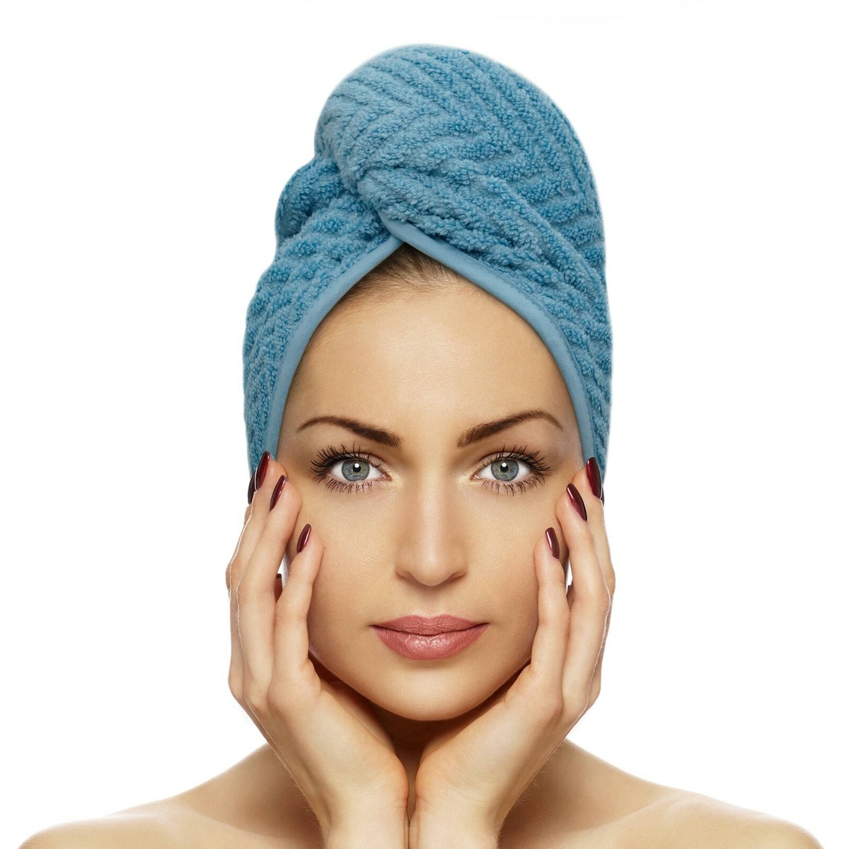 Cotton Hair Towel Turban – Quick-Dry Shower Cap Wrap For Women – 25x65cm UK Size 8 thumbnail image