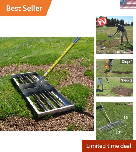 Rocklin Lawn Leveling Rake | Levelawn Tool | Level Soil or Dirt Ground Surfac... - Picture 1 of 7
