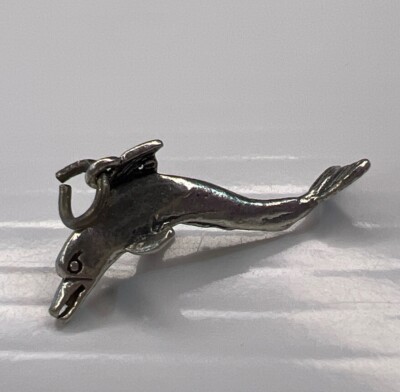925 Sterling Silber Retro Charm Anhänger Wal Delfin Ozean Strand Urlaub