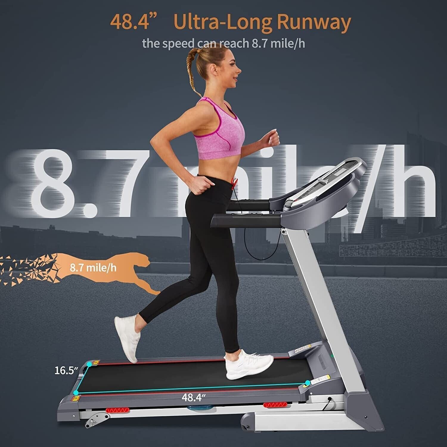 Treadmill 3.25 HP Electric Cardio Running Machine Incline Foldable for ...