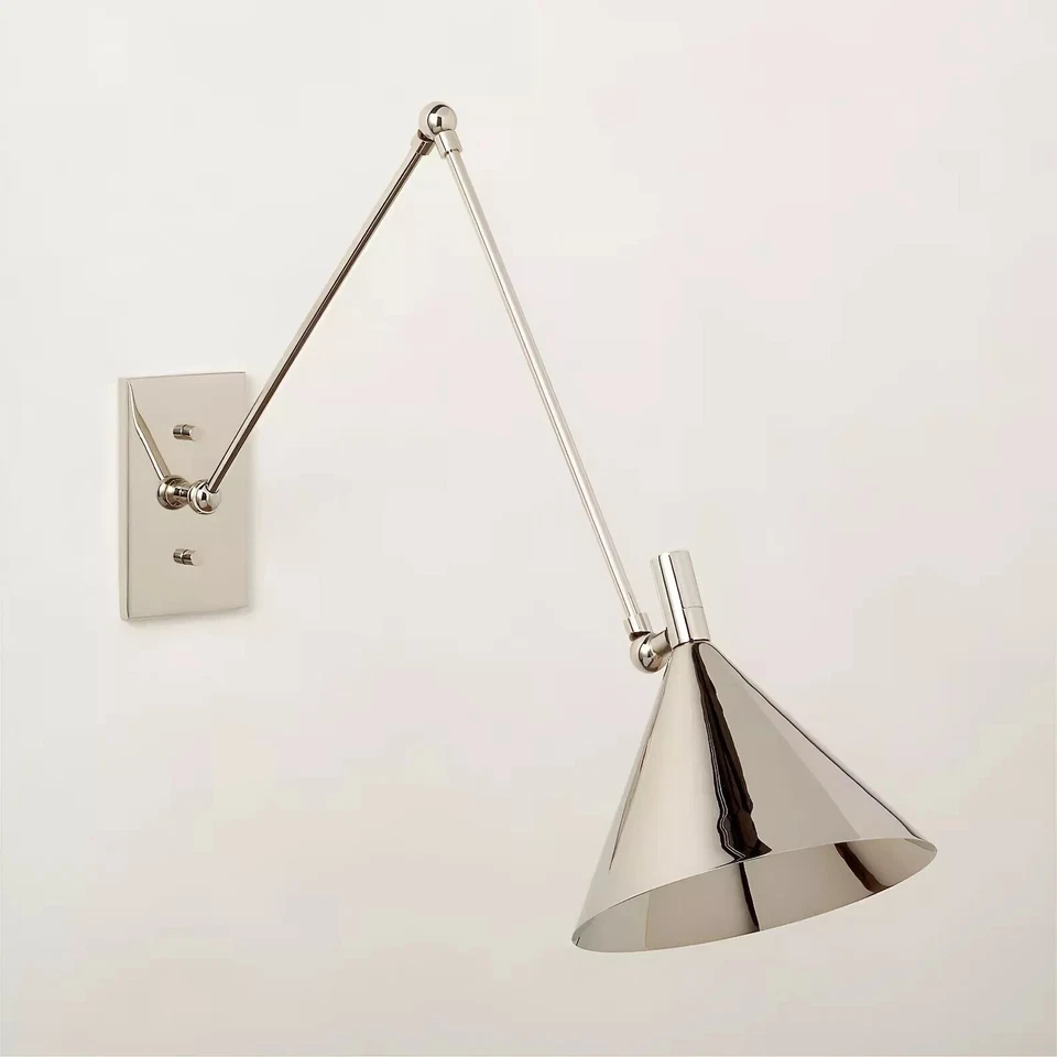 1 light Mid-Century Modern Polished Chrome Swing Arm Wall Sconces Handmade - Image 3 of 4