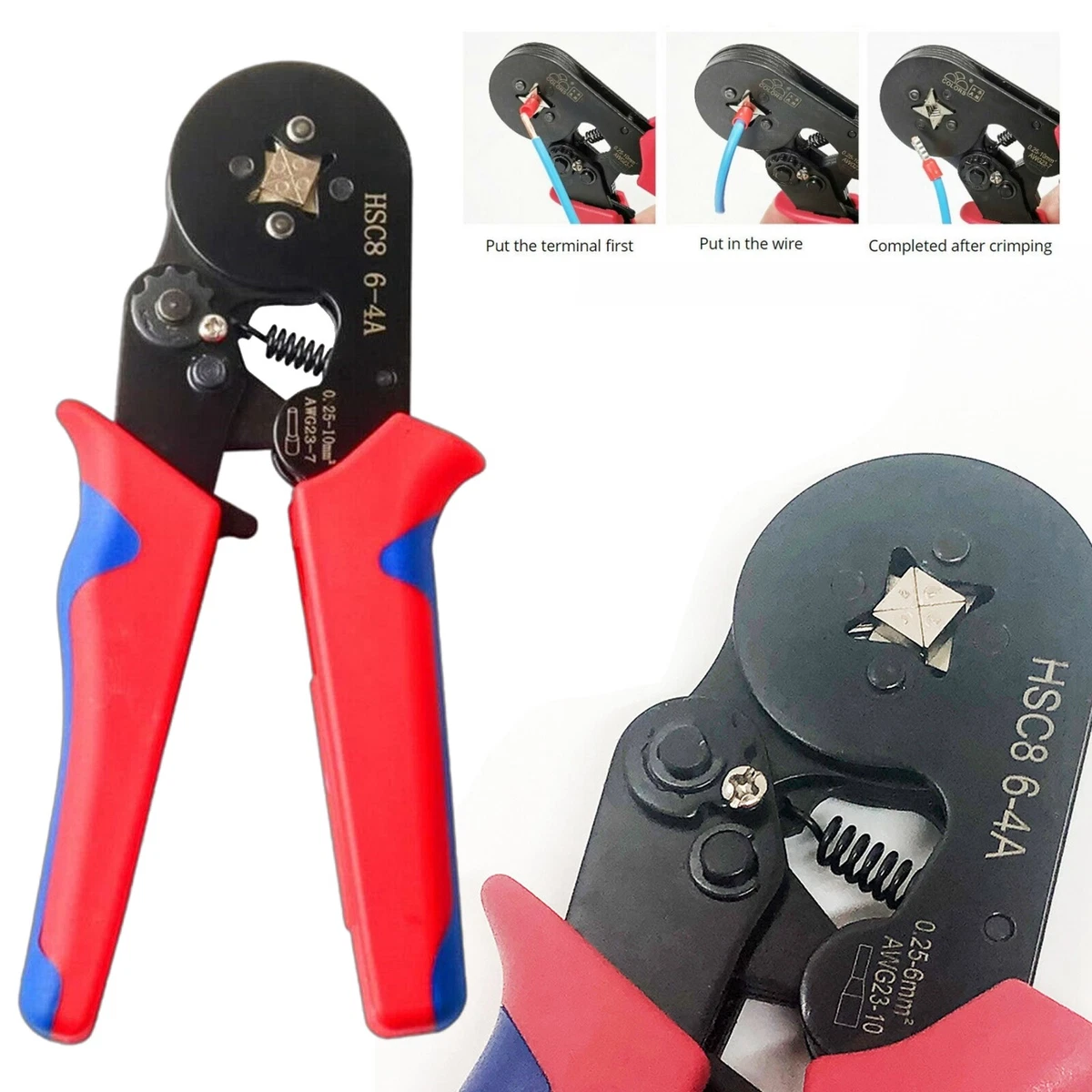 Ferrule Crimping Tool Self adjustable Ratchet Pliers Crimpers AWG23 10 0.25 6mm2