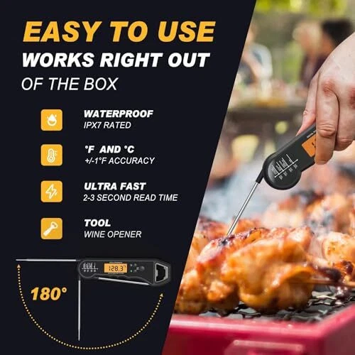 Meat Thermometer Digital, Instant Read Meat Thermometer for Cooking and