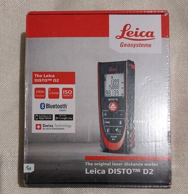 New Leica Geosystems DISTO D2 100M/330Ft Metric Imperial Laser Distance Measure.