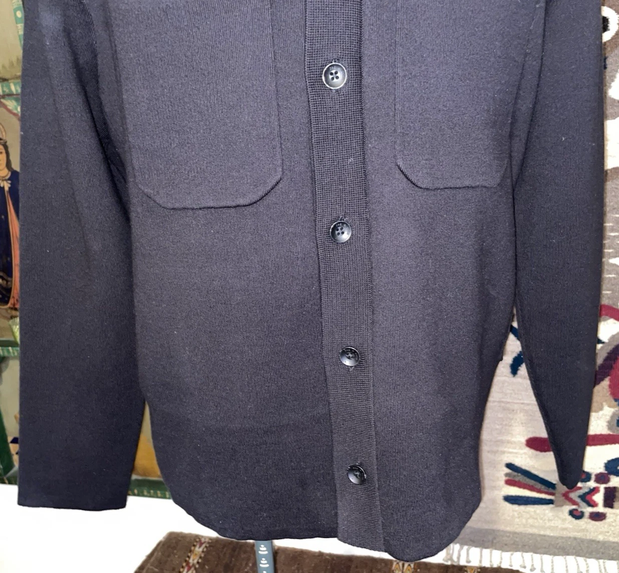 NEW Rag & Bone Hunter Black Cotton Compact Knit Shirt Jacket Sz M NWT $428 - product detail image 6