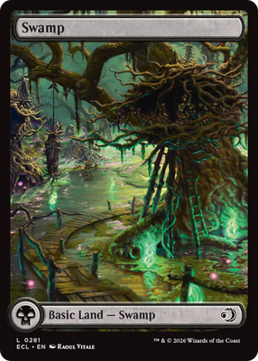 値下げ❣️MTG LEB ベータ　Swamp 4枚セット x4 Swamp Full Art Basic Land ECL Lorwyn Eclipsed MTG 281 M/NM 4x