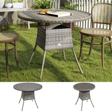 Outdoor PE Rattan Dining Table w/ Wood-plastic Composite Top, Grey