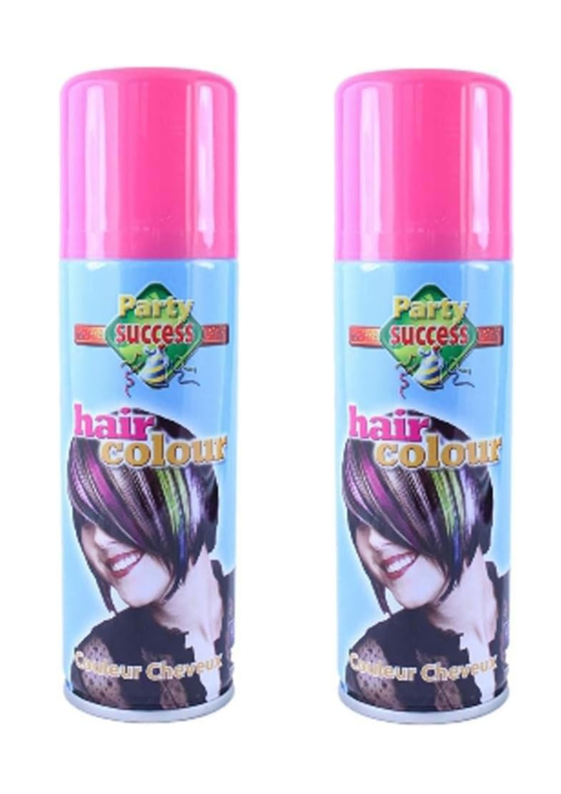 2 X Party Success Temporary Hair Colour Spray Wash Out Spray 125ml (PINK)