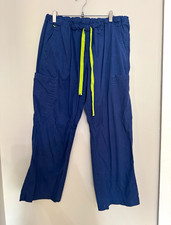 MC  8741P Blue Solid Scrub Pants Cargo Pockets Drawstring Size L