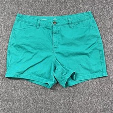 St. John's Bay Shorts Womens 14 Teal Green Chino 5 Inch Inseam Stretch Casual