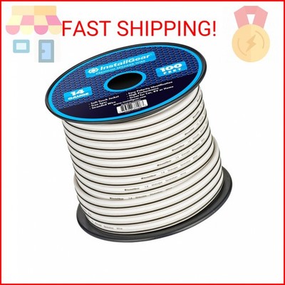 InstallGear Speaker Cable - 14 Gauge AWG (100ft - White) - White Speakers Wire C