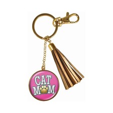 Cat Mom Tassle Keychain