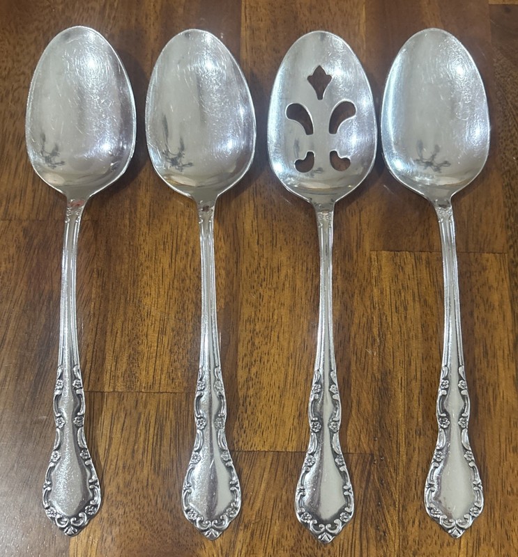 4 Oneida Mansion Hall Spoons 3 Serving 1 slotted Distinction Stainless Flatware 