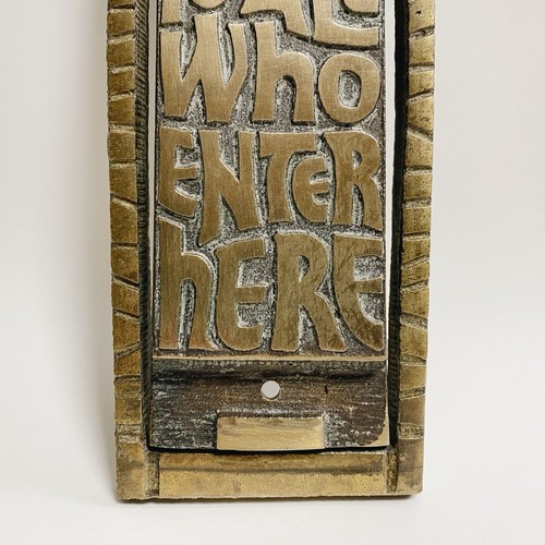 Vintage MCM Brass Door Knocker “Peace To All Who Enter Here” 1969 Terra Sancta - Picture 3 of 11
