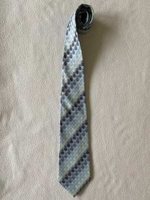 Georgio Armani Neck Tie Mens 100% Silk Blue Geometric Pattern Hand Made In Italy