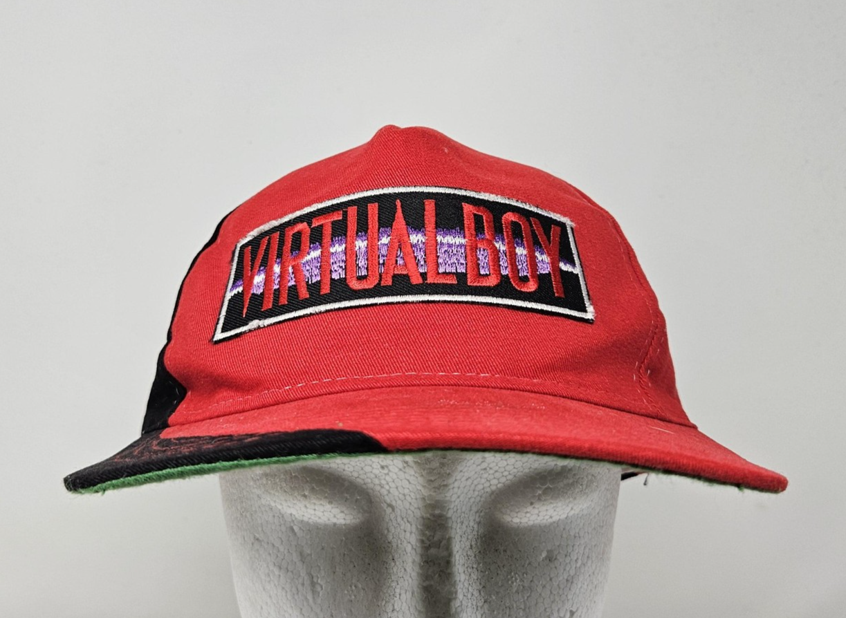 Vintage Nintendo Virtual Boy Hat Cap Strap Back Red Black Gaming Promo Mens 90s