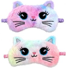 2 Pcs Plush Eye Mask Soft Sleeping Blindfold Eye Cover Comfortable Cute Animal S