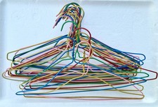 HuGE LOT OF VINTAGE 1960'S MULTICOLORED RETRO WIRE CLOTHES HANGERS