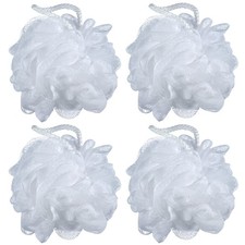 4 Pack 60g White Mesh Bath Sponge Pouf Shower Loofahs Shower Puff for Body