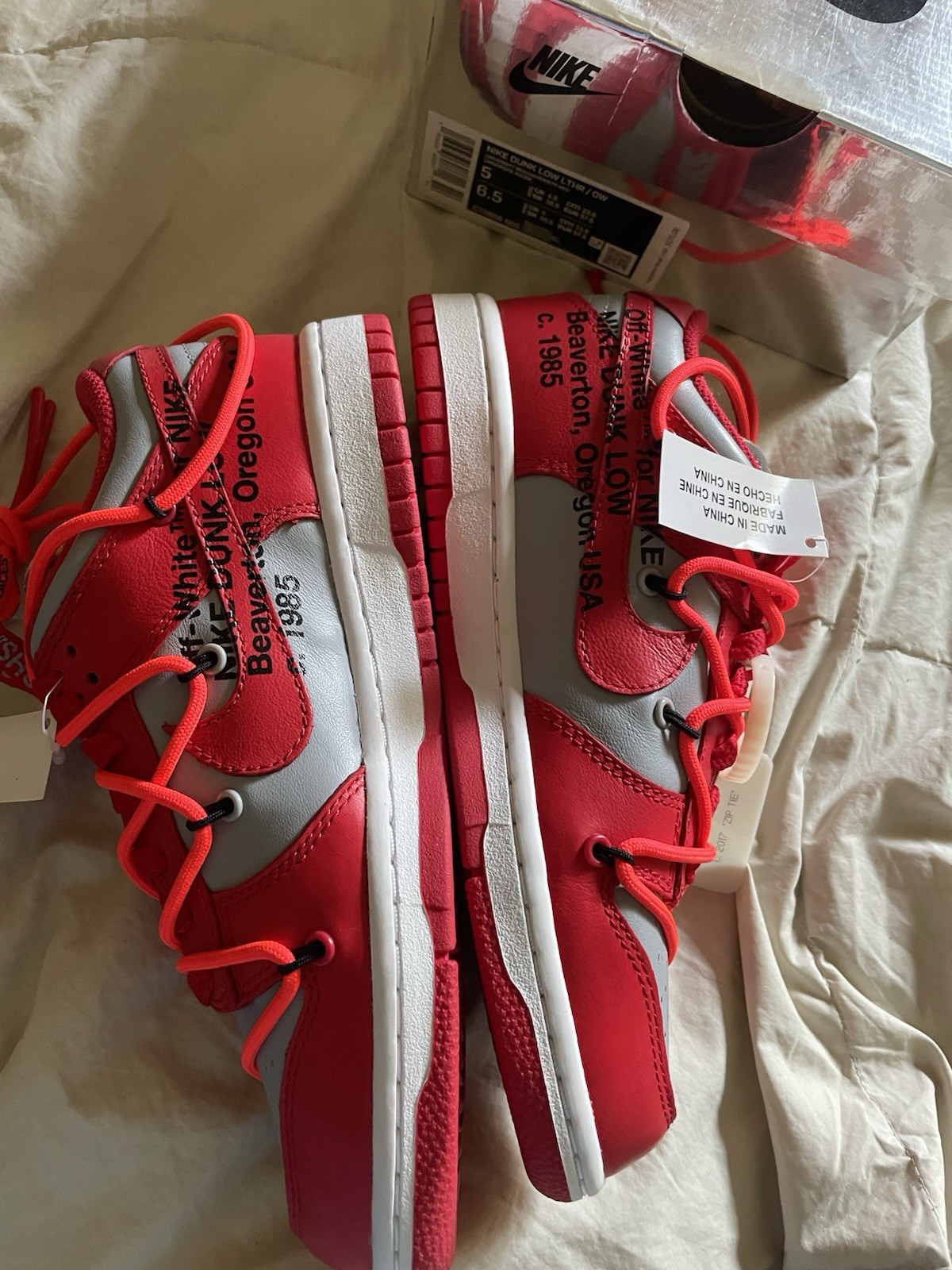 OFF WHITE X NIKE RARA TAGLIA 5M US Nike Dunk Low x OFF WHITE University Red 2019 UNLV