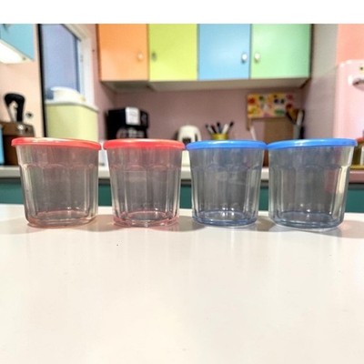 Luminarc France 500ml Jars, Set of 4, Replacement Ten Sided Tumblers, Red/Blue