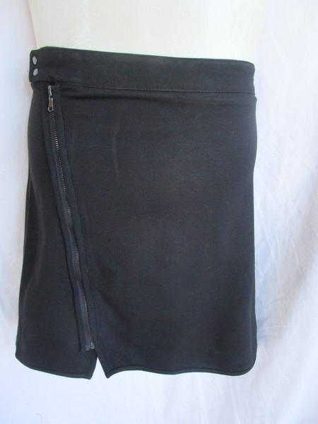Classic Black, A-Line Skirt, Stretch, Zip, Studs, Waistband, Size 12, Exc Cond