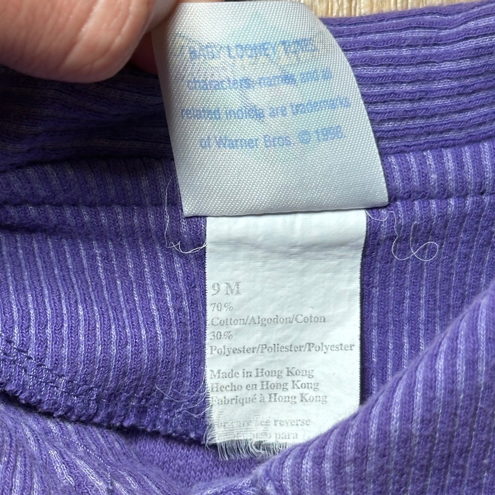 Vintage 90s Baby Looney Tunes Purple Tweety Bird Embroidered Terry Cardigan 9M