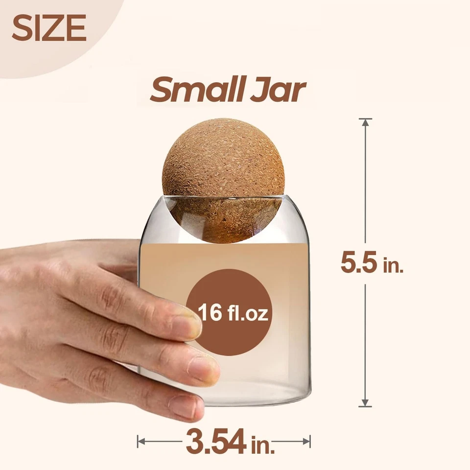 Glass Storage Container with Ball Cork, 16 OZ Small Glass Jar with Cork Lids,... - Image 4 of 4