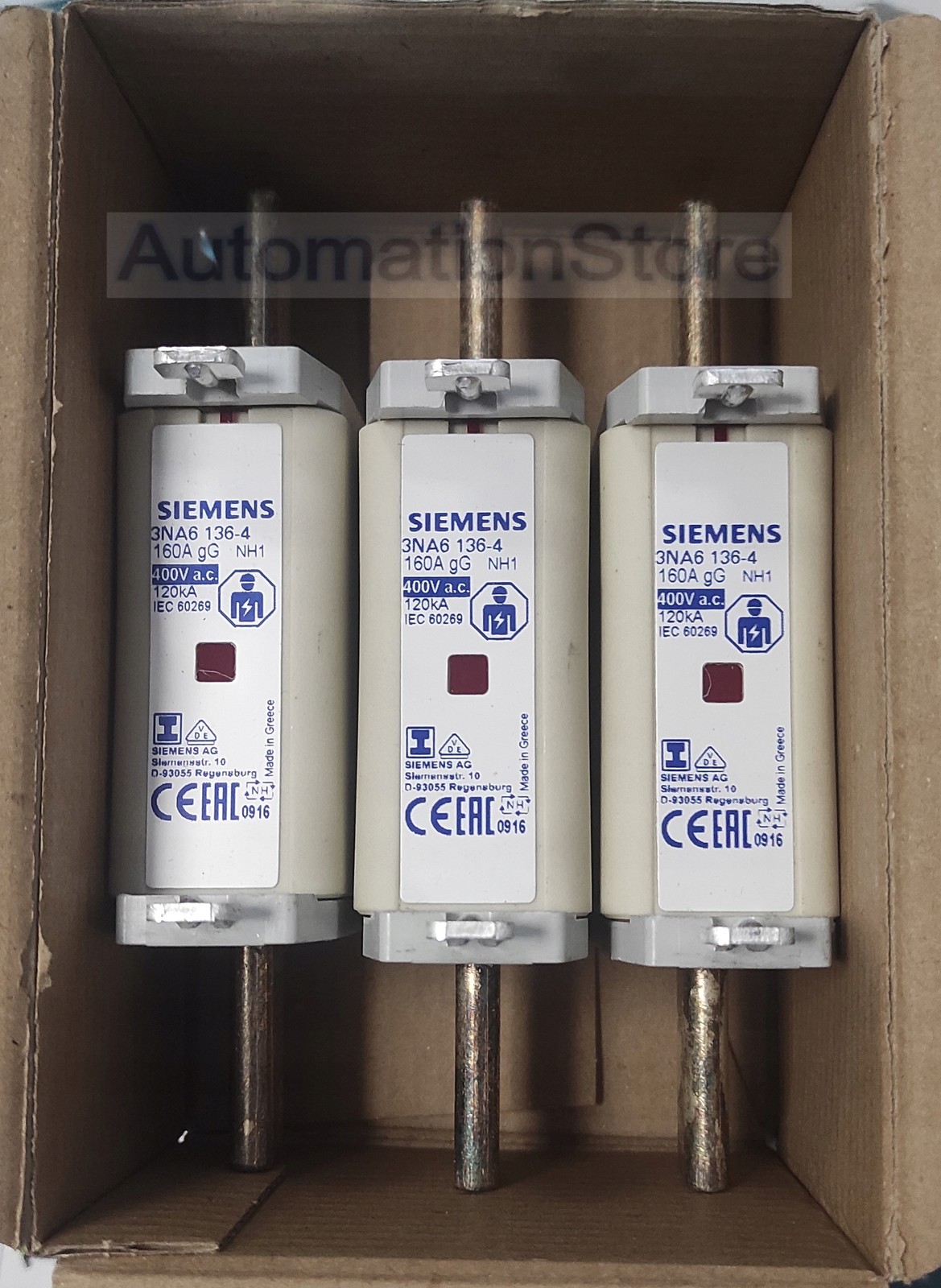 Siemens fuse block 3NA6136-4 NH1 3 pieces