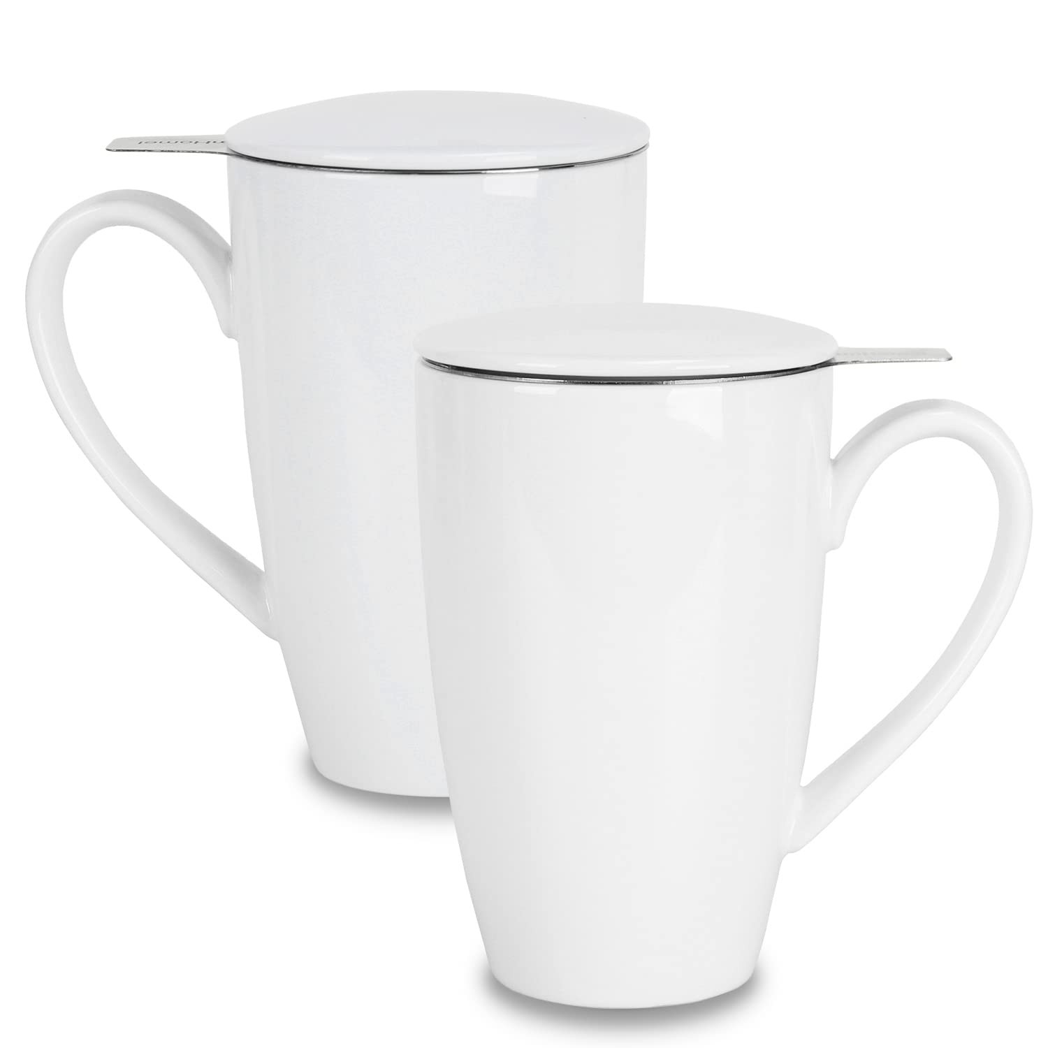 Porcelain Tea Mug with Infuser and Lid, 16 Ounce Ceramic Tea Cup for Loose Le...