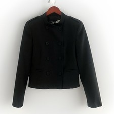 NEW WOMAN FITTED Tab Jacket BLAZER WITH SHOULDER PADS Dark Gray M