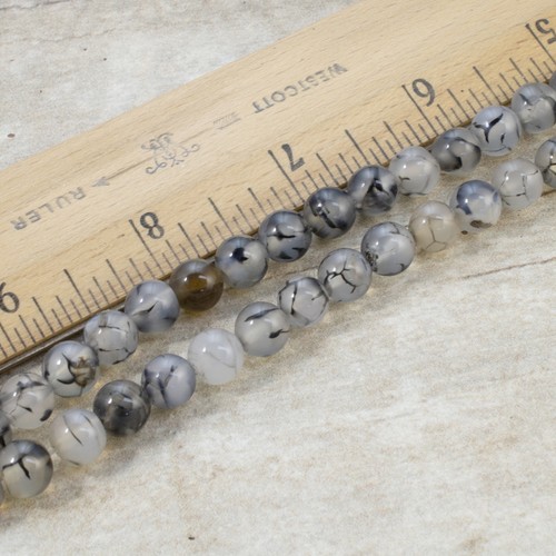 Gray Dragon Vein Agate Round Beads 8mm - 48 Spiderweb Gemstones for DIY Jewelry - Picture 4 of 4