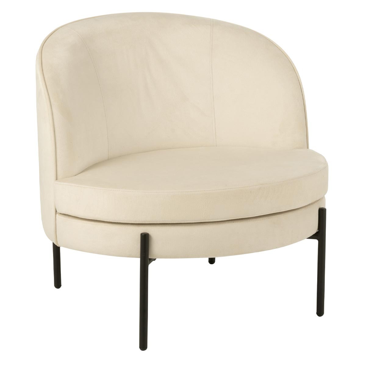 Fauteuil uni Joshua 70cm blanc cassé en tissu bouclé élégant