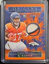 2025 Panini Origins RJ Harvey Tri-Color Rookie Patch /75 Color matched #RPH-RHY