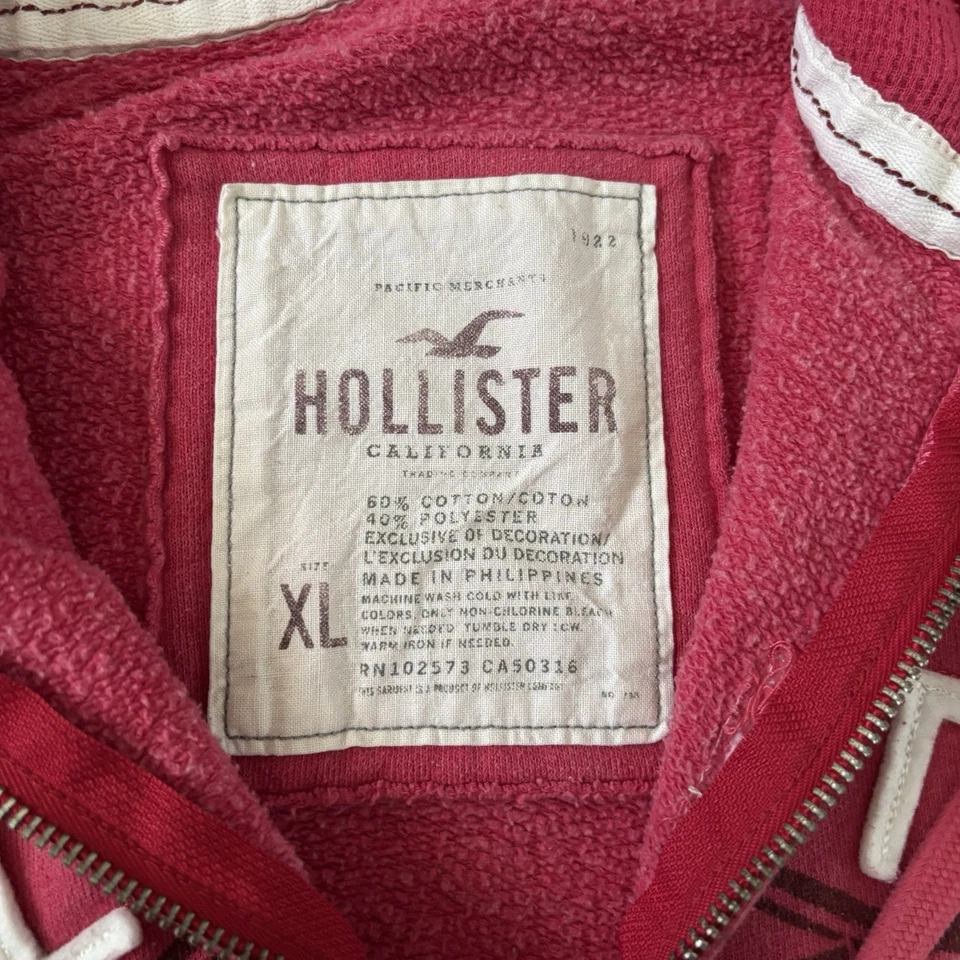 Sudadera con capucha vintage Hollister para mujer con cremallera XL rosa Y2k Preppy Foto 4 de 4